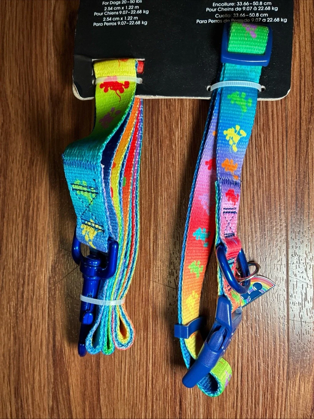 Disney Pride Collection Rainbow Green Blue Dog Collar & Lead Set